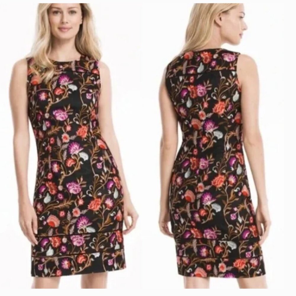 WHBM Sleeveless Floral Embroidered Mesh Dress NWT in Black 2
